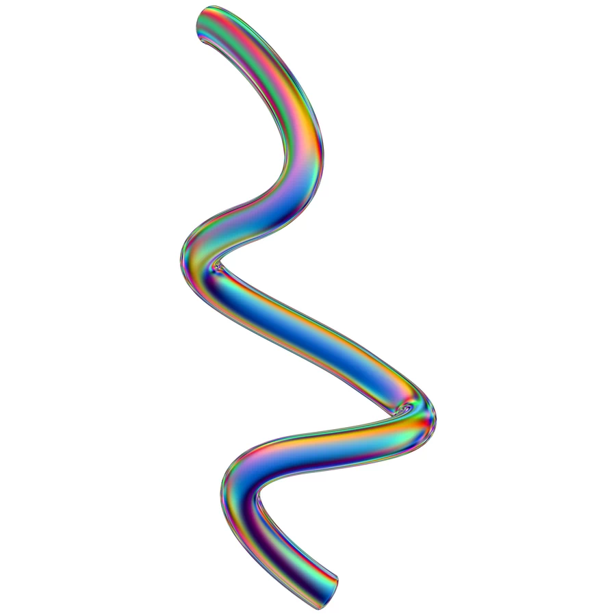 潮流酸性全息金属镭射机能彩虹3D立体几何图形png免抠图片素材【019】